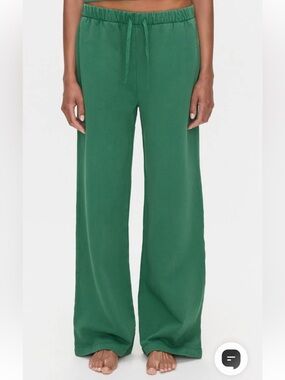 Organic Basics Wide-Leg Drawstring Pants in Emerald